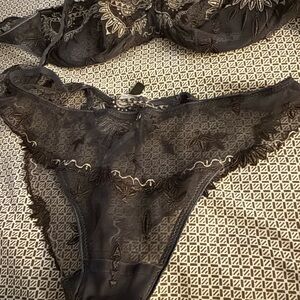 Chantelle Black Lace Bra and Panty Set